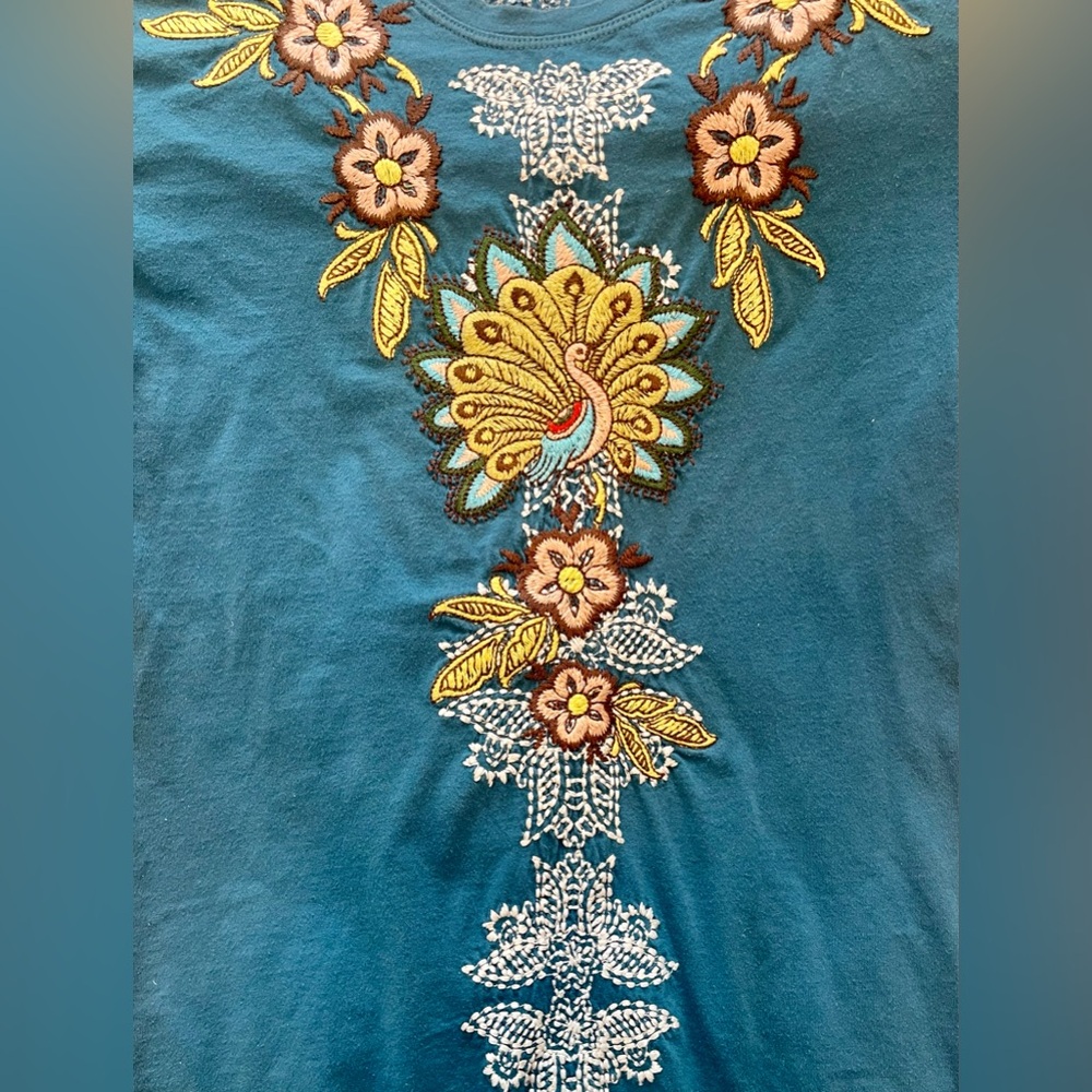Vintage JWLA Johnny Was Embroidered Floral Peacock long sleeve Womens Bohemian - Picture 3 of 10